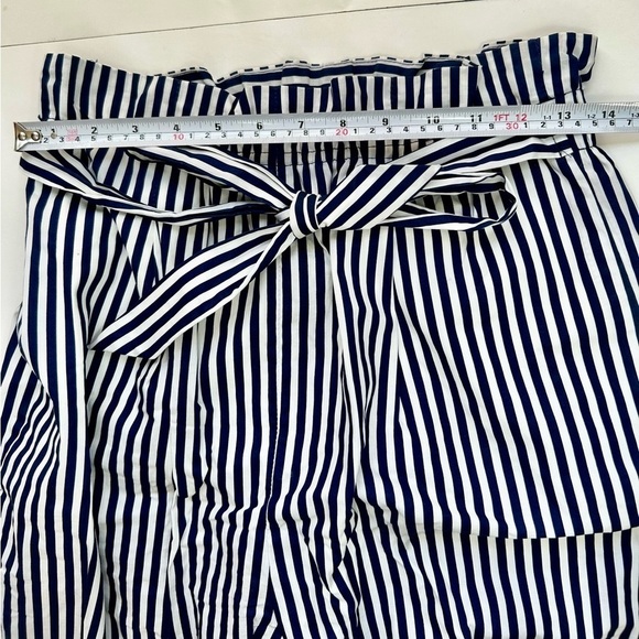 Zara Striped Paper Bag Pants blue white size S - Picture 8 of 11